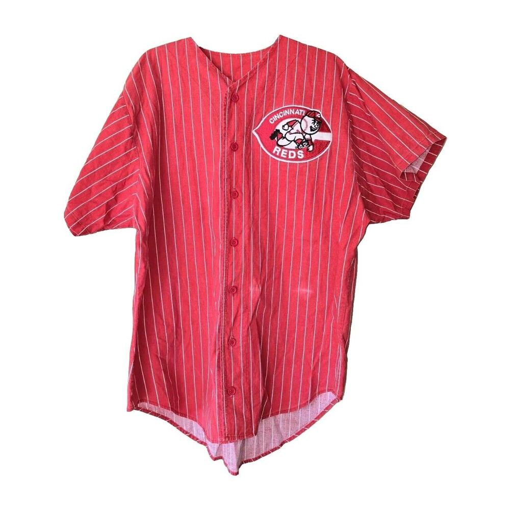 Vintage Chalk Line XL Cincinnati Reds Pinstripe Jersey Starter Style SEE PICS